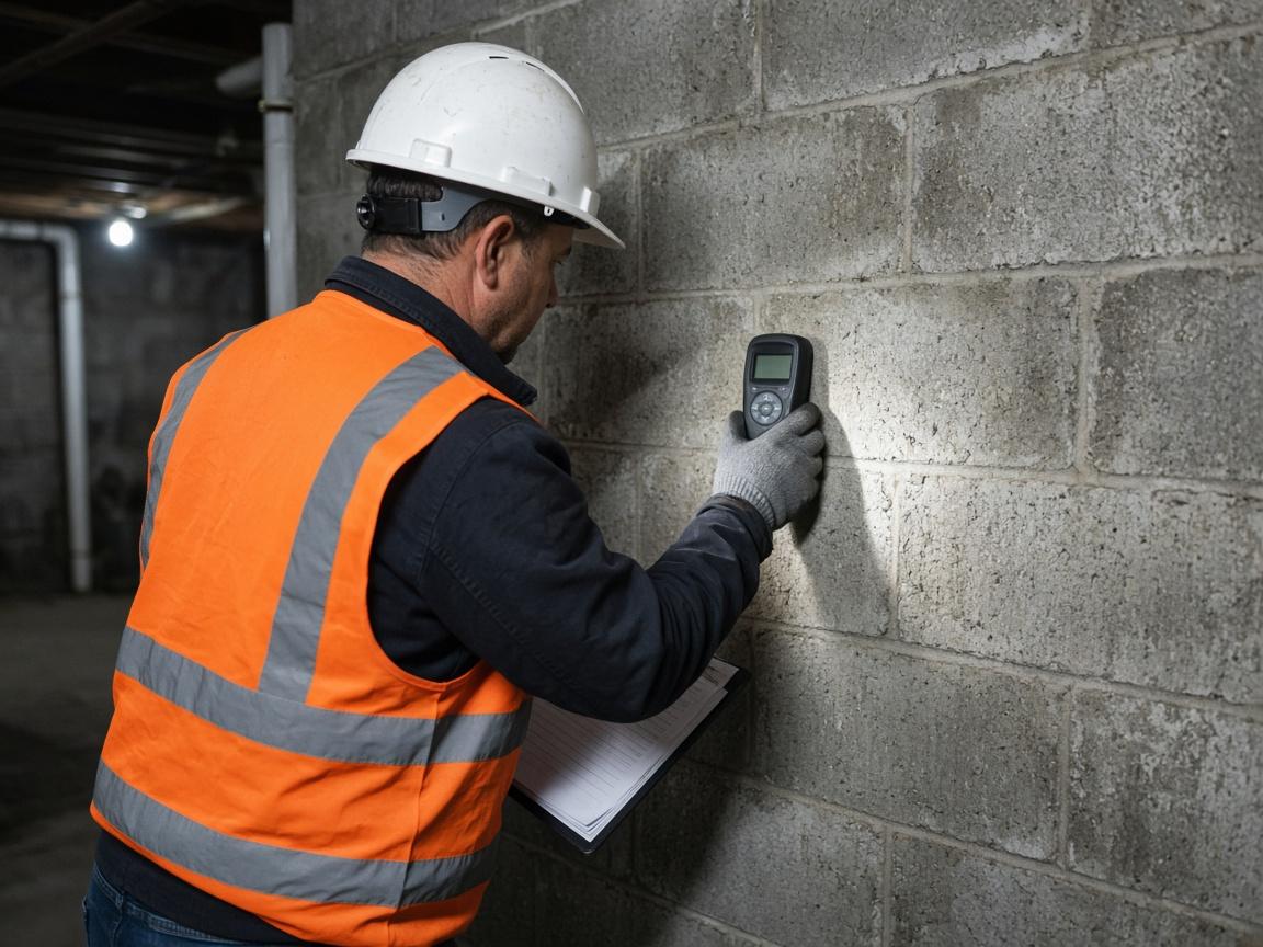 Certified foundation technician inspecting a Toronto basement